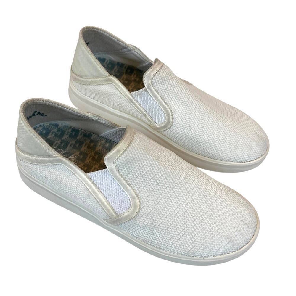 Olukai Women's Ki'ihele Slip On Sneakers Bright White Mesh Upper 7.5